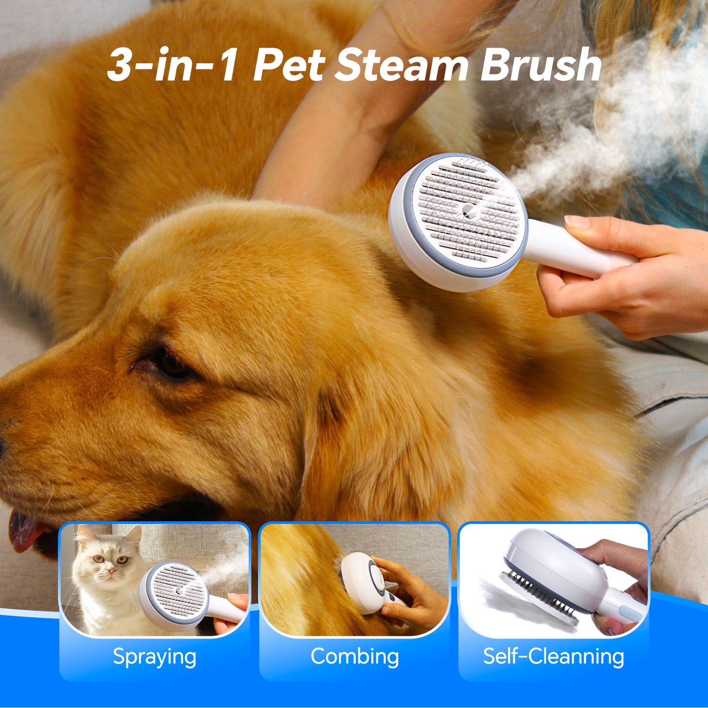3-in-1 Pet Steam Brush
