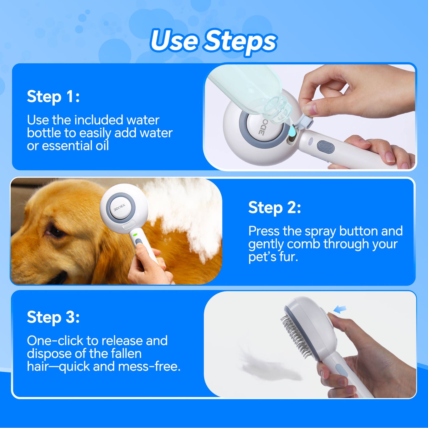 3-in-1 Pet Steam Brush