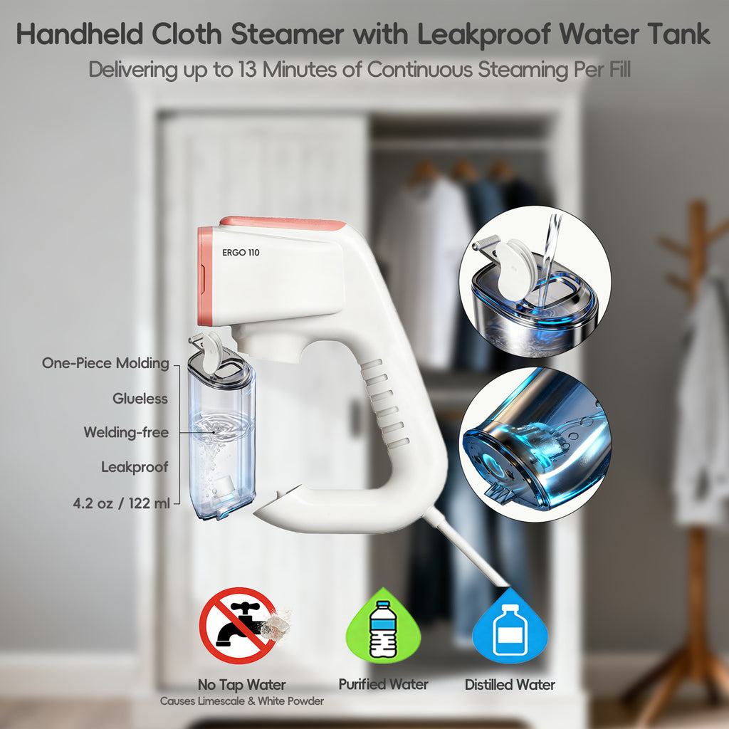 Vacuum Steamer for Clothes, 2000Pa&3600Pa Suction Handheld Clothes Steamer,3 In 1 Portable Travel Steamer for Clothes,Garment Steamer With 122ml Water Tank (for 110-120V) (Pearl White)