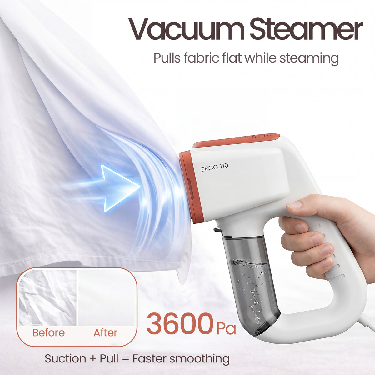 3600Pa Vacuum Steamer,Recycled Steam, Handheld Steamer for Clothes,Fabric