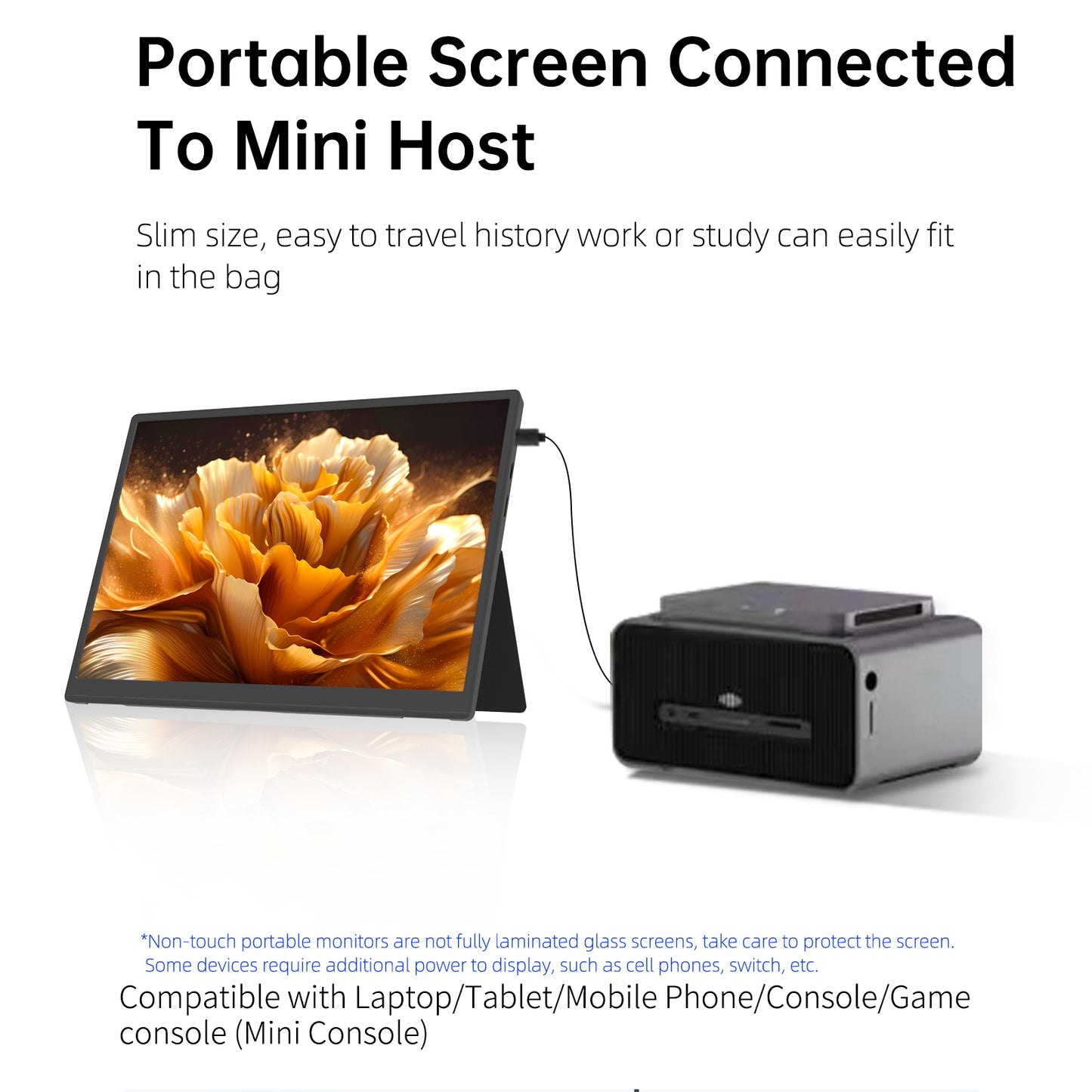 3DOEX 10.5" Portable Monitor, 3:2 1280P FHD IPS Display with HDR10, Ultra-Slim Mini Screen for Laptop PC Phone Game