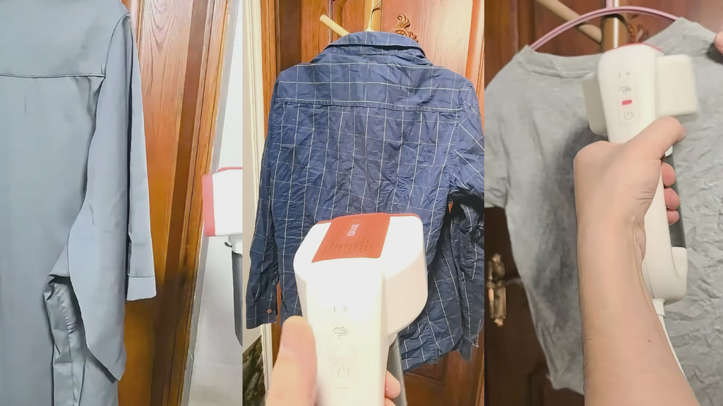 Vacuum Steamer for Clothes, 2000Pa&3600Pa Suction Handheld Clothes Steamer,3 In 1 Portable Travel Steamer for Clothes,Garment Steamer With 122ml Water Tank (for 110-120V) (Pearl White)